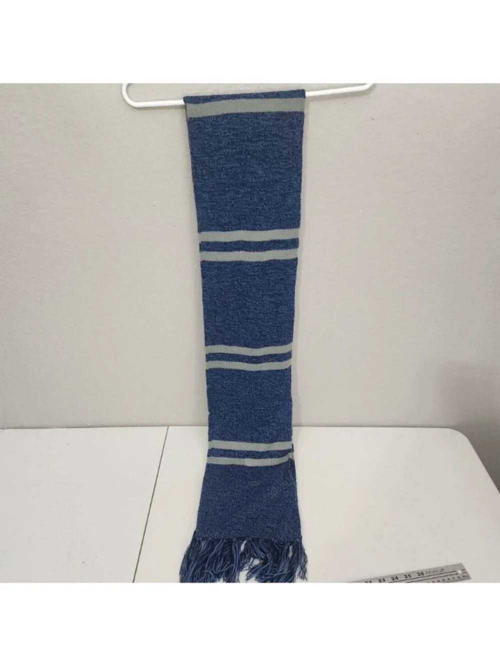Harry Potter Ravenclaw Knit Scarf With Tassels - Blue & Grey Striped